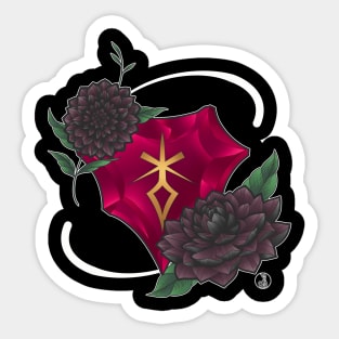 Dark Knight from FF14 Job Crystal with Flowers T-Shirt Sticker